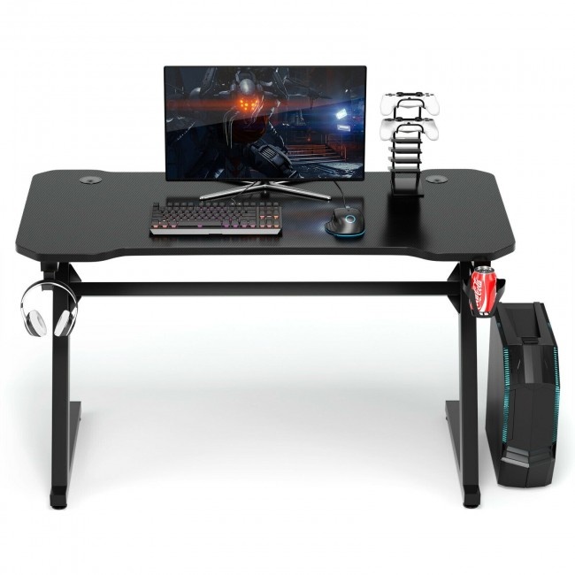 Gaming Desk ZShaped Computer Office Table With Gaming Handle Rack