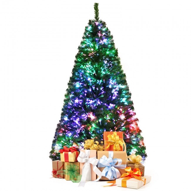 6 Feet Pre-Lit Fiber Optic Artificial Christmas Tree With 617 Branch Tips