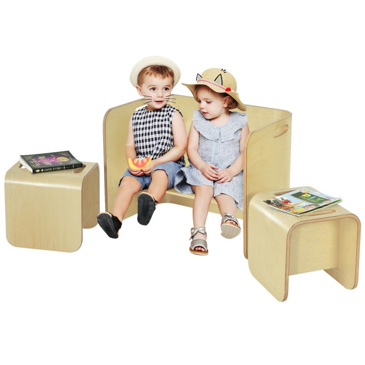 3 Piece Kids Wooden Table And Chair Set