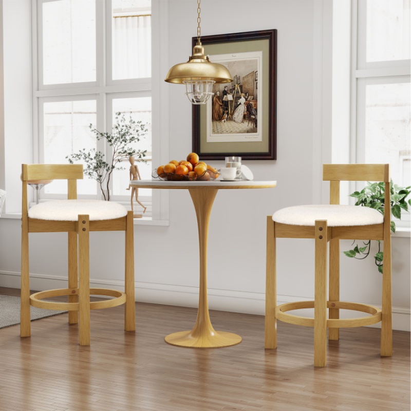 24 Inch Teddy Velvet Counter Height Bar Stools Set of 2