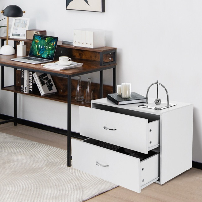 2Drawer Stackable Horizontal Storage Dresser Chest With Handles