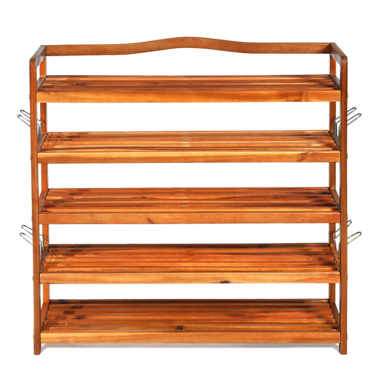 Costway 5-Tier Acacia Wood Shoe Rack
