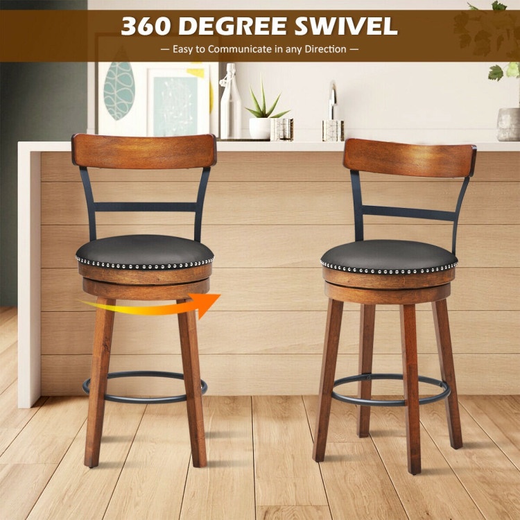 25.5 Inch/30.5 Inch 360-Degree Bar Swivel Stools With Leather Padded