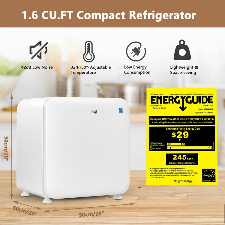 1.6 Cubic Feet Compact Refrigerator With Reversible Door