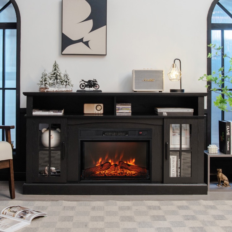 Fireplace TV Stand for 65 Inch TVs with Side Cabinets