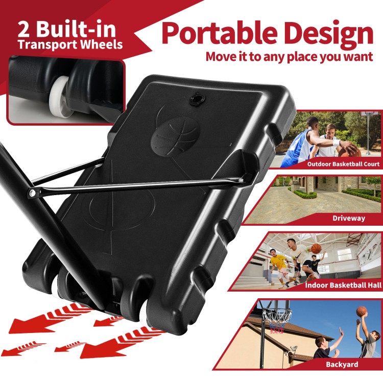Adjustable Portable Basketball Hoop Stand With Shatterproof Backboard Wheels