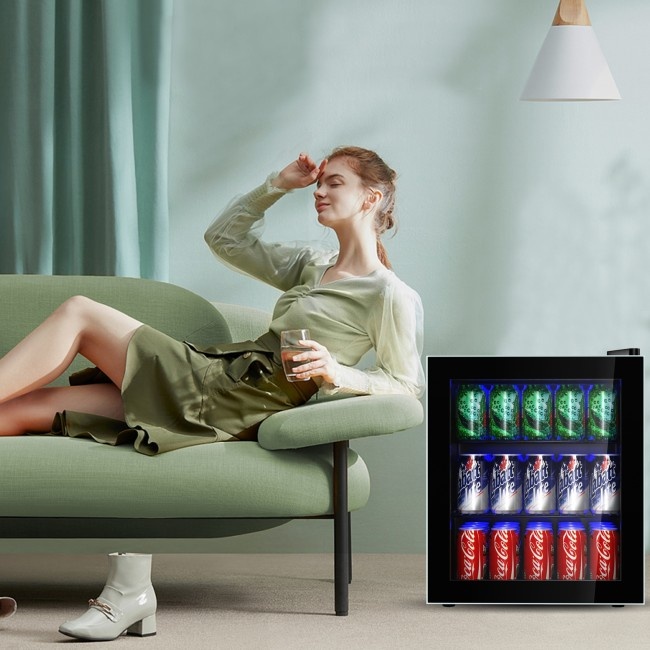 60 Can Beverage Mini Refrigerator With Glass Door