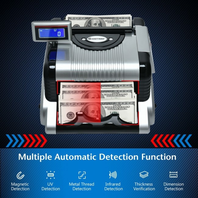 Money Counter 3 Displays Cash Counting Machine With Counterfeit Detection