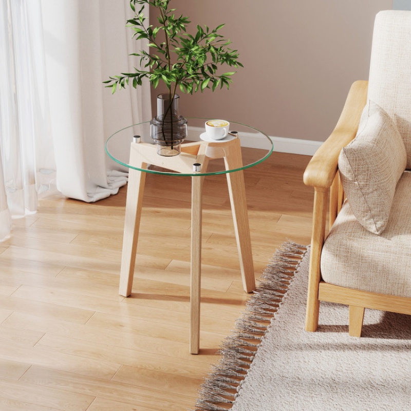 Tempered Glass Round End Table