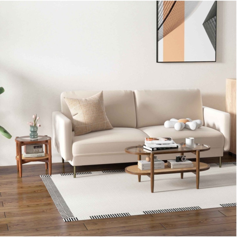 Modern Living Room Set: Loveseat, Armchair & Tables
