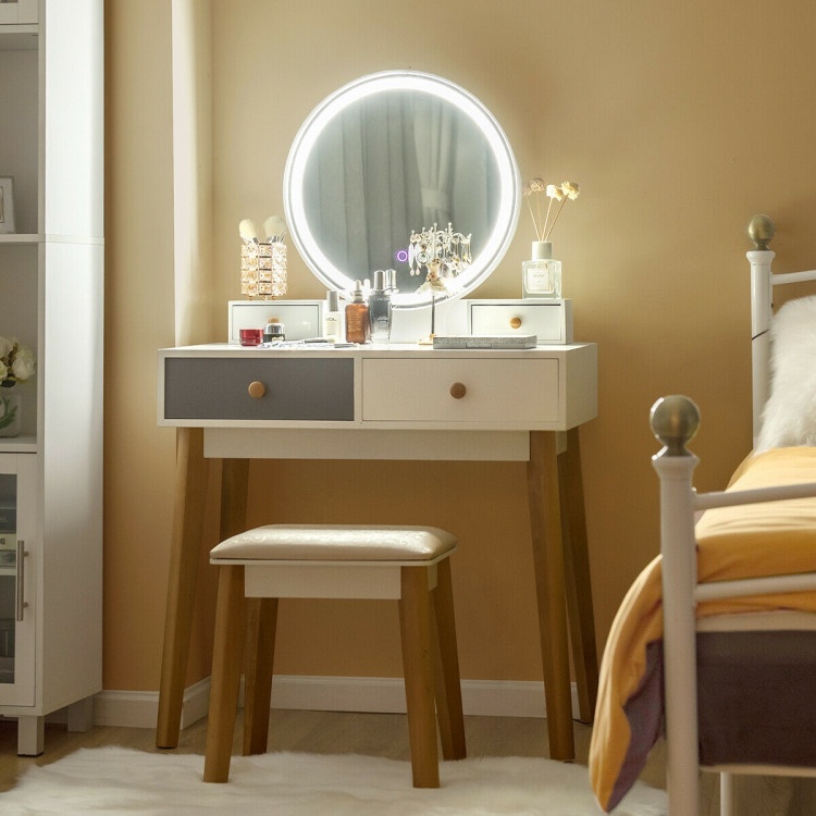Makeup Dressing Table With 4 Drawers And Lighted Mirror
