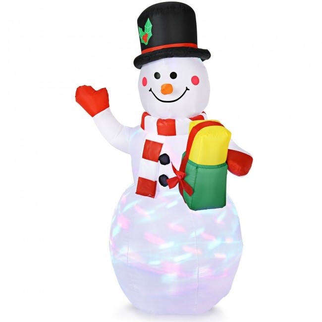 5 Feet Tall Snowman Inflatable Blow Up Inflatable With Built-In Colorful Led Lights