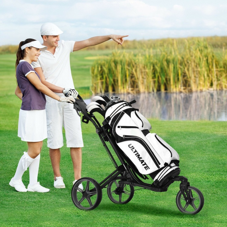 3 Wheel Folding Golf Push Cart With Scoreboard And Adjustable Handle