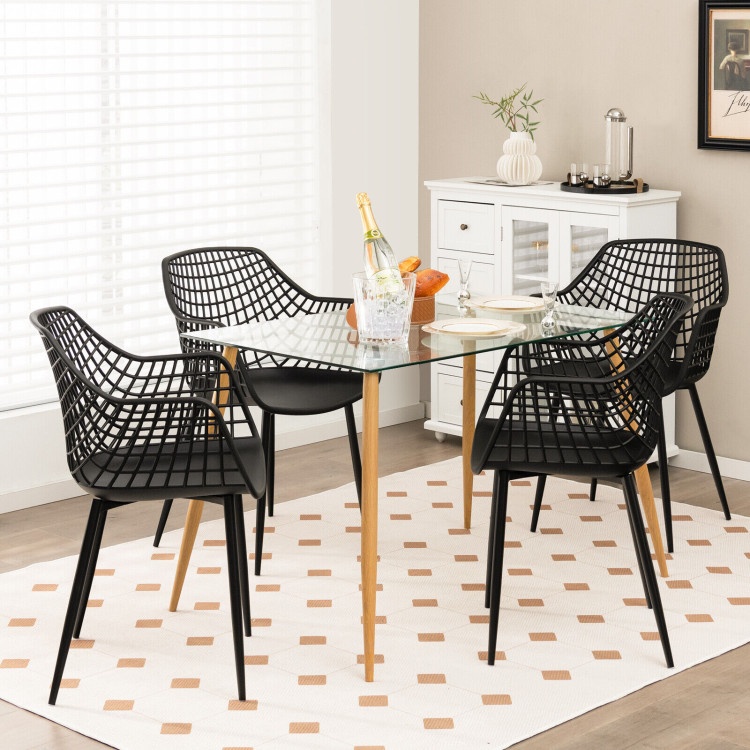Set of 4 Heavy Duty Modern Dining Chairs - Black