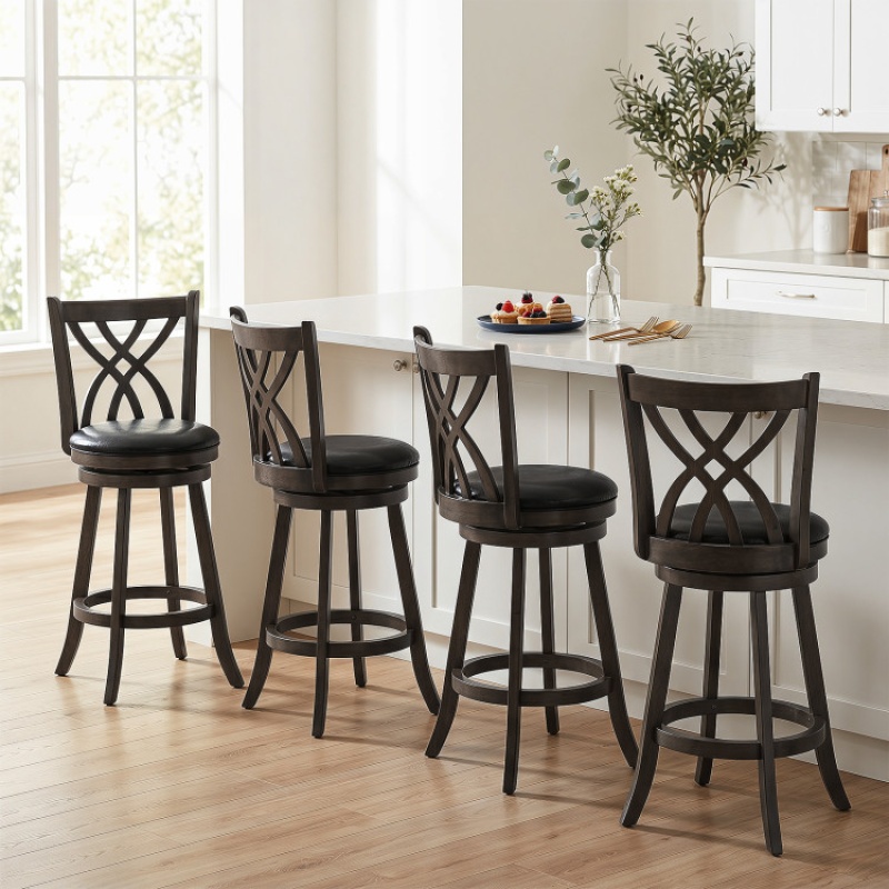 Set of 4 29" Gray Counter Height Bar Stools