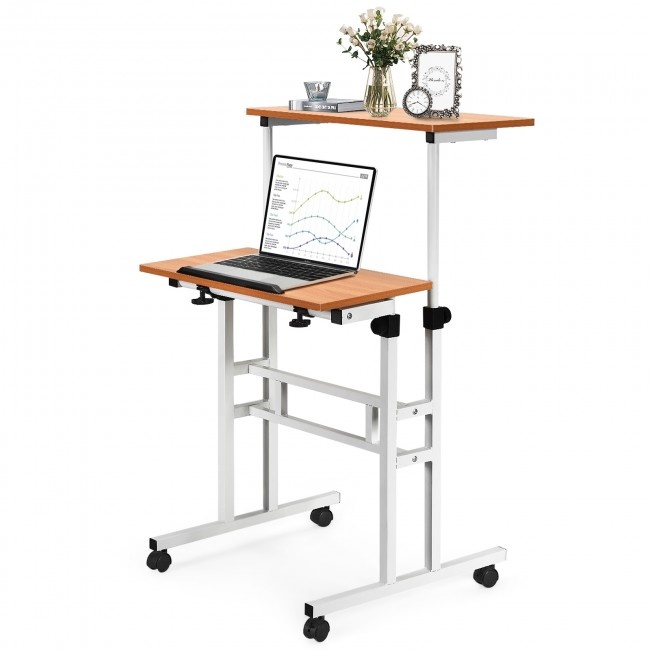 2 In 1 Height Adjustable Sit Standing Computer Desk