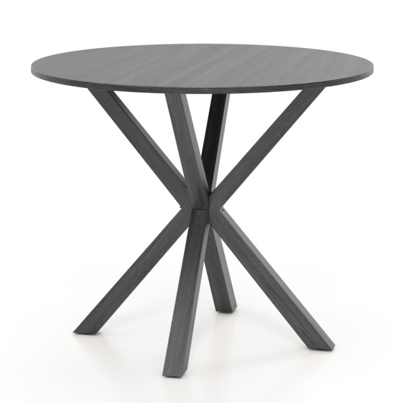 36 Inch Wood Dining Table With Intersecting Pedestal Base For 2-4 People-Black