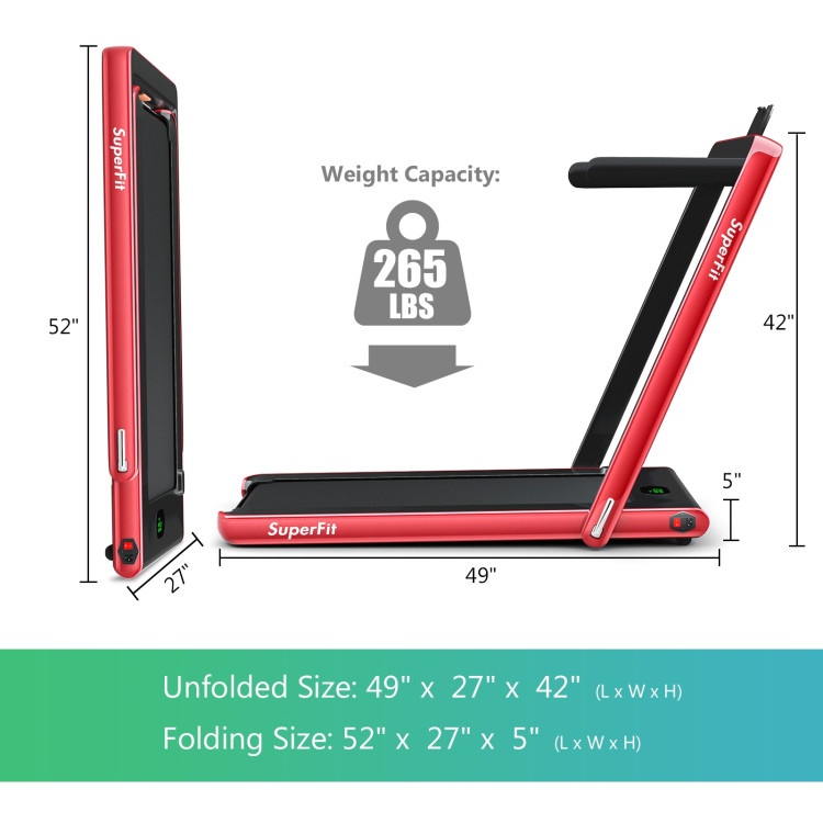 2.25Hp 2-In-1 Folding Treadmill With Bluetooth Speaker Remote Control