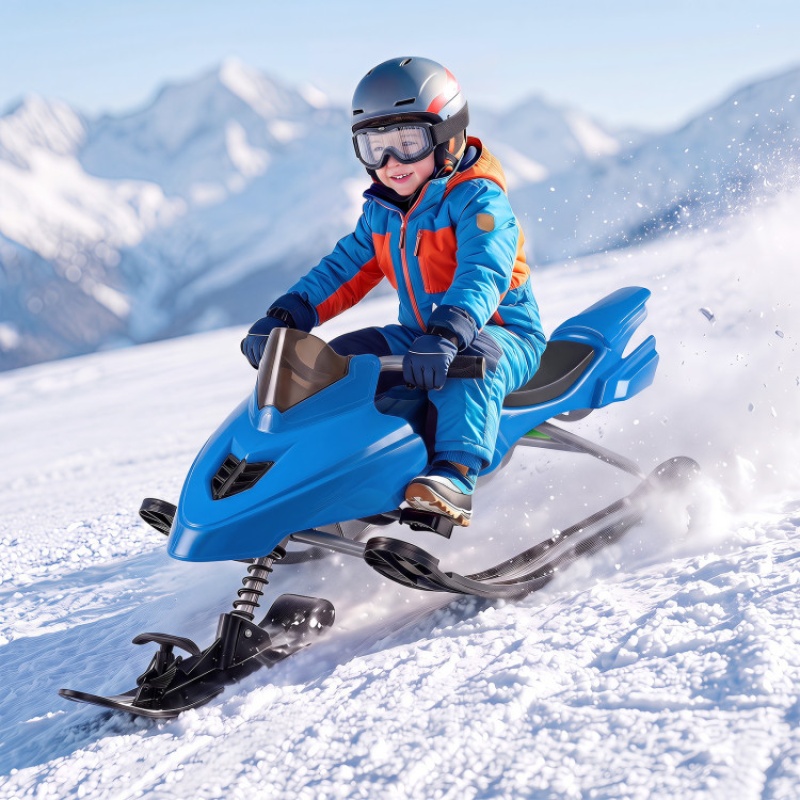 Kids Snow Racer Sled with Brakes and Tow Rope