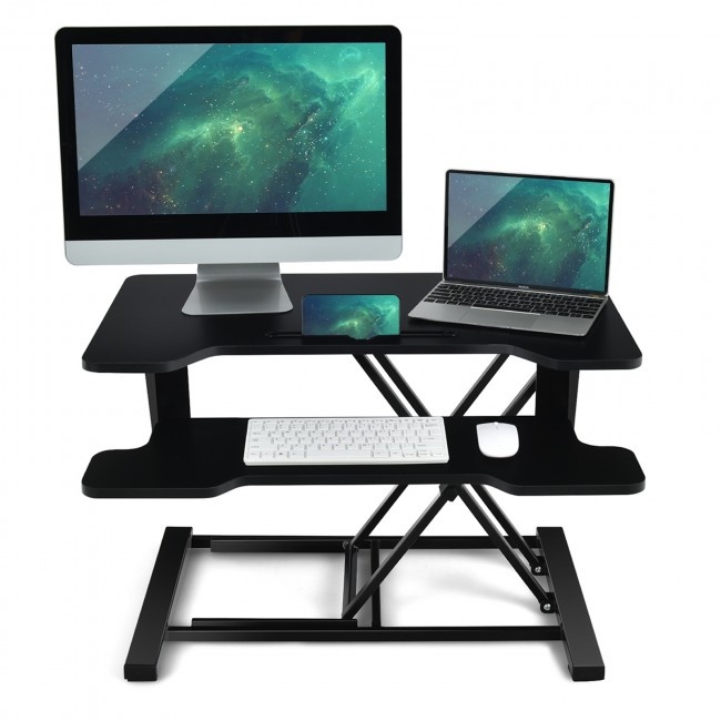Height Adjustable Standing Desk Converter With Removable Keyboard Tray
