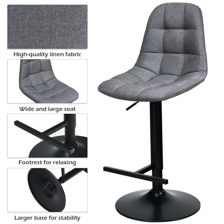 Height Adjustable Modern 360 Degrees Swivel Barstools With Footrest, Gray
