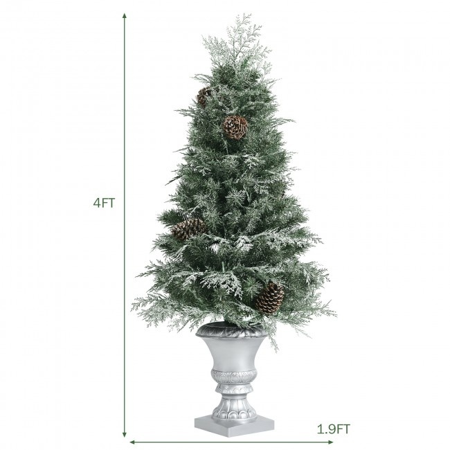 4 Feet Artificial Pre-Lit Christmas Tree With Pine Cones