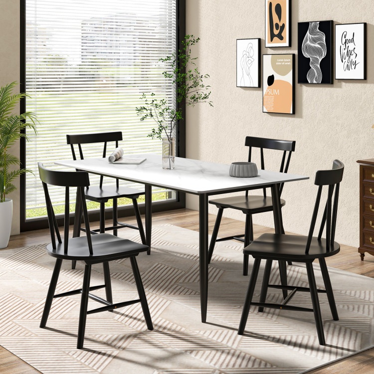 Costway Windsor Style Armless Chairs with Solid Rubber Wood Frame – Black