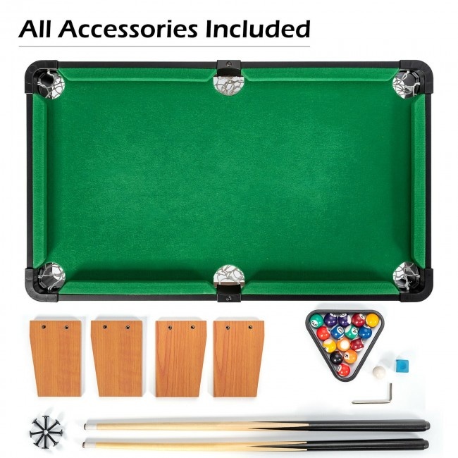24” Mini Tabletop Pool Table Set Indoor Billiards Table With Accessories