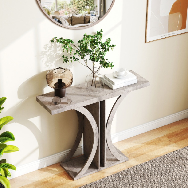 Gray 39.5 Inch Rectangular Console Table