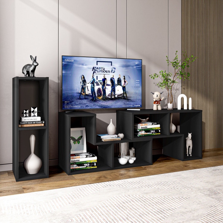 3 Pieces Adjustable Tv Stand For Tvs Up To 65 Inch With Shelves-Black