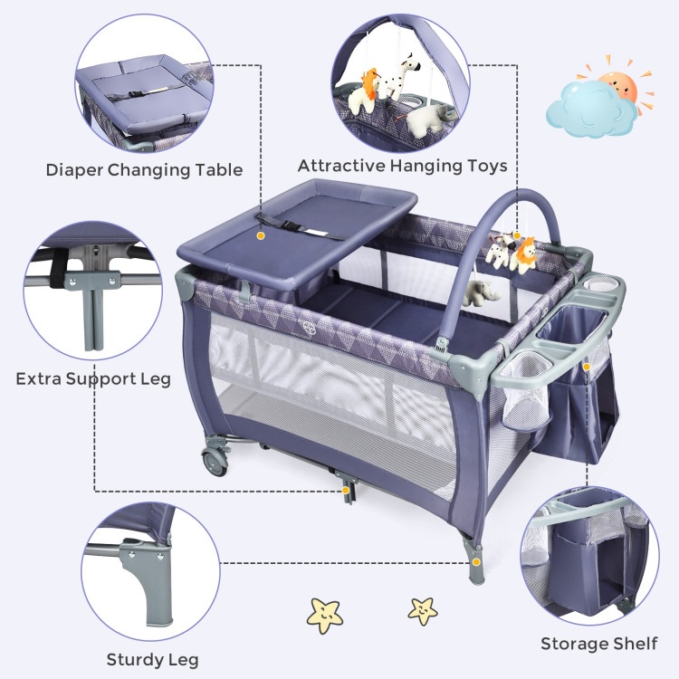 Portable Foldable Baby Playard Nursery Center With Changing Station