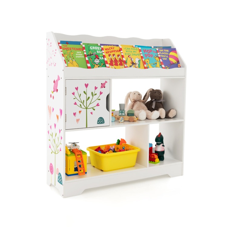Kids Toy Storage Organizer With Book Shelf And Storage Cabinet