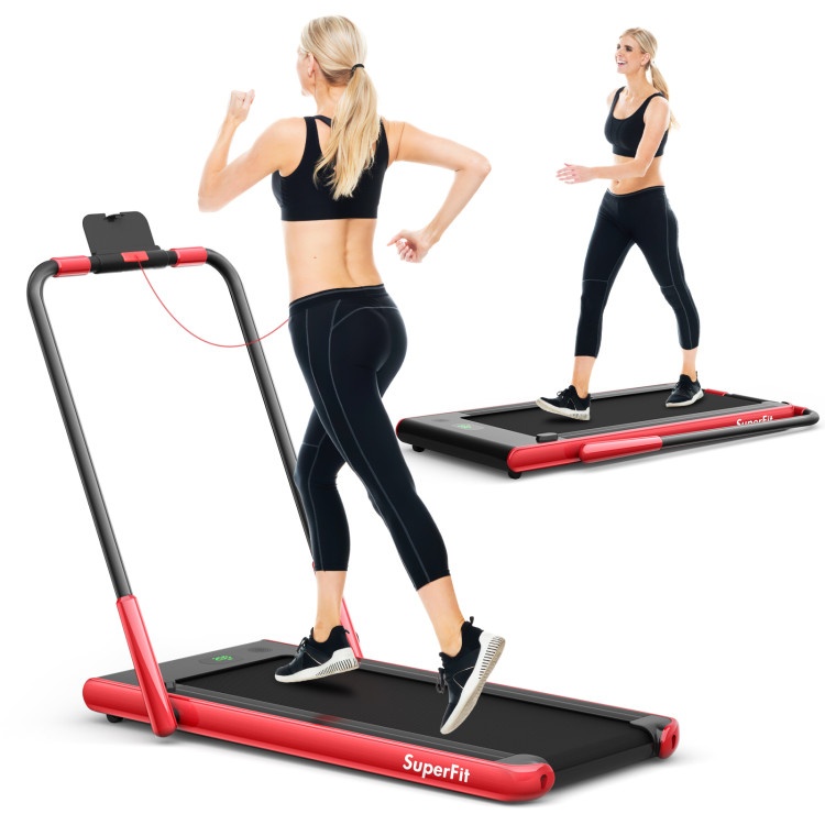 2.25 Hp 2-In-1 Folding Treadmill With Remote Control And Led Display