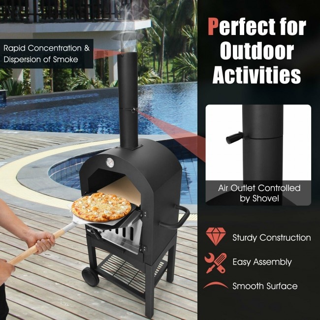 Portable Outdoor Pizza Oven With Pizza Stone And Waterproof Cover