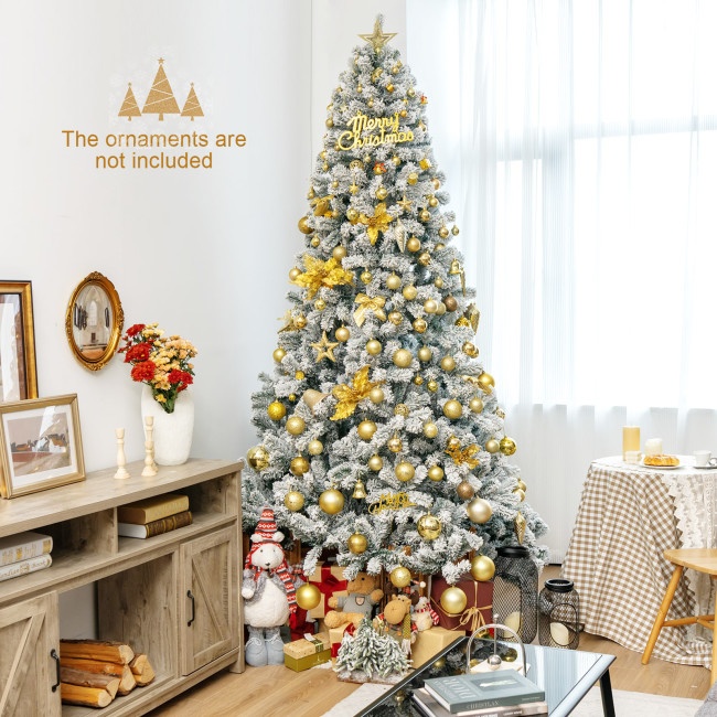 Buy 9 Feet Artificial Christmas Tree with Premium Snow Flocked Hinged ...