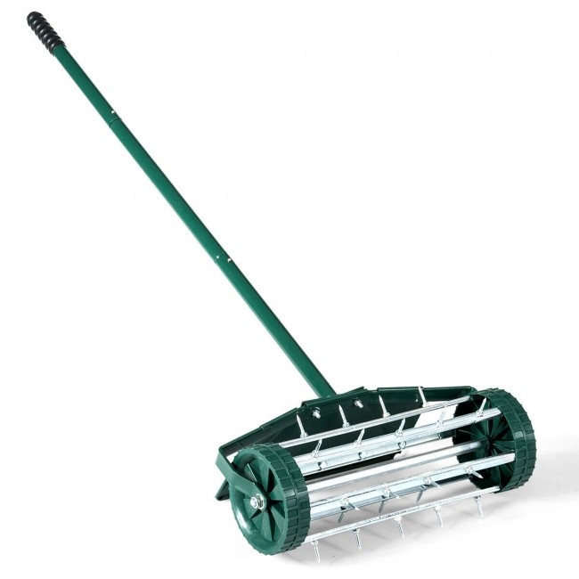 18 Inch Rolling Lawn Aerator With Fender For Garden
