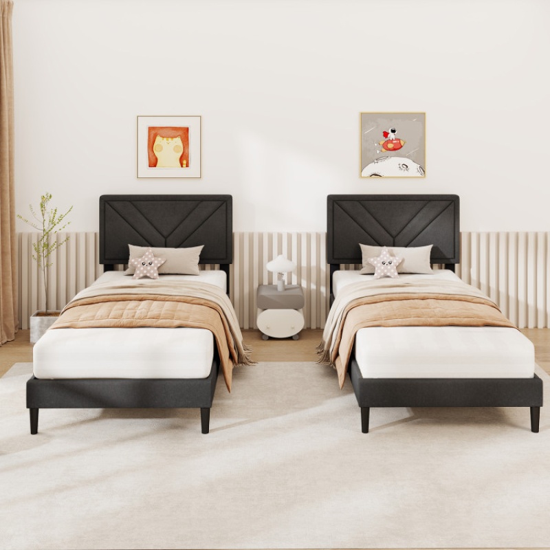 Upholstered Platform Bed with Tufted Headboard