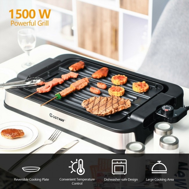 1500W Smokeless Indoor Grill Electric Griddle With Non-Stick Cooking Plate