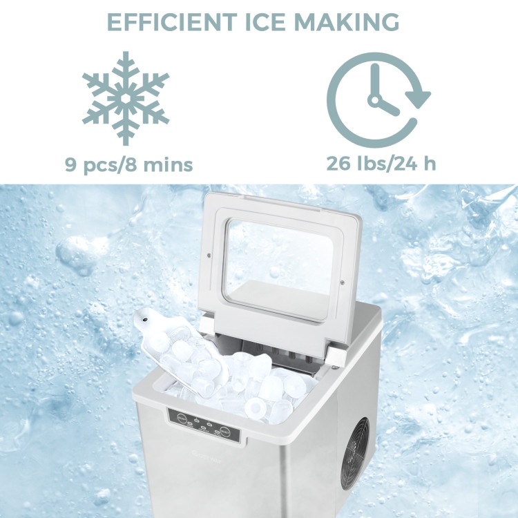 26Lbs/24H Portable Ice Maker Machine With Scoop And Basket