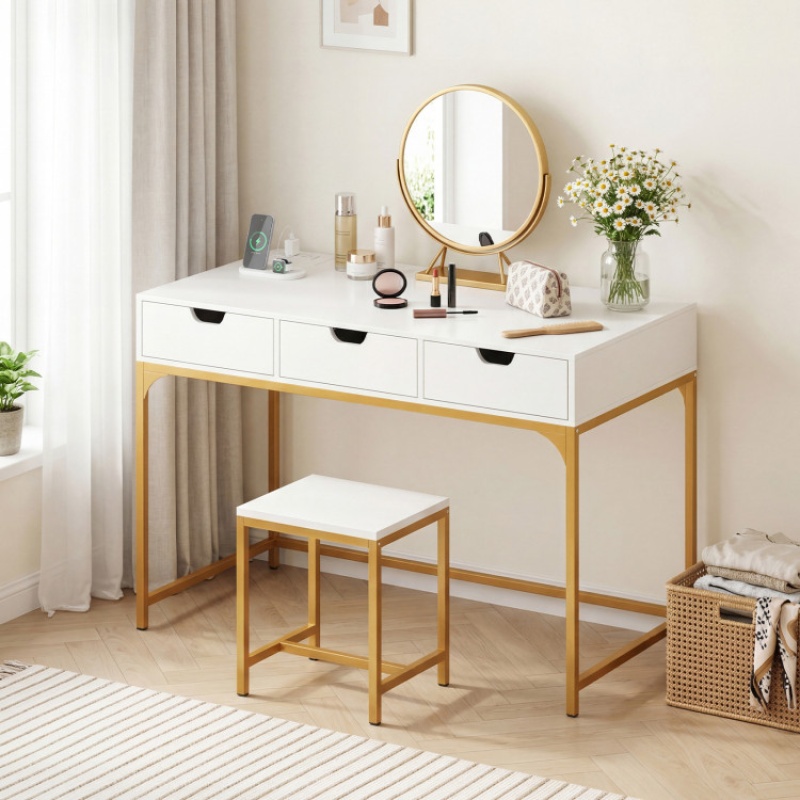 Office Desk With Power Outlets And Hidden Compartment