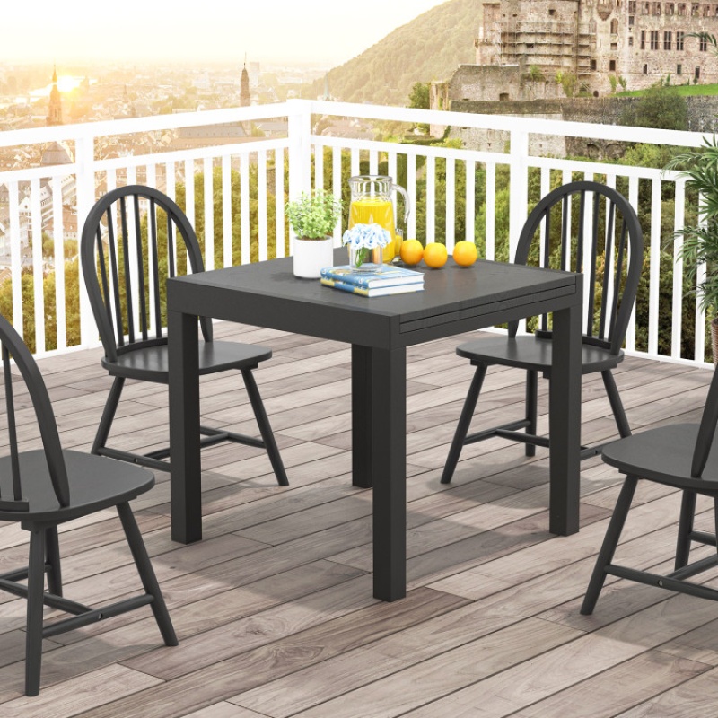 31.5 Inches-63 Inches Adjustable Patio Expandable Dining Table For 4-6 Person-Gray