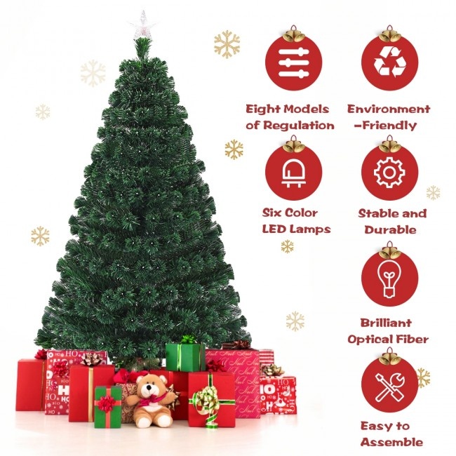 Multicolor Artificial Natural Christmas Tree With Led Light And Metal Stand