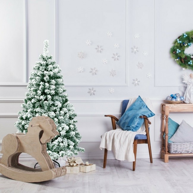 4.5 Feet Pre-Lit Premium Snow Flocked Hinged Artificial Christmas Tree