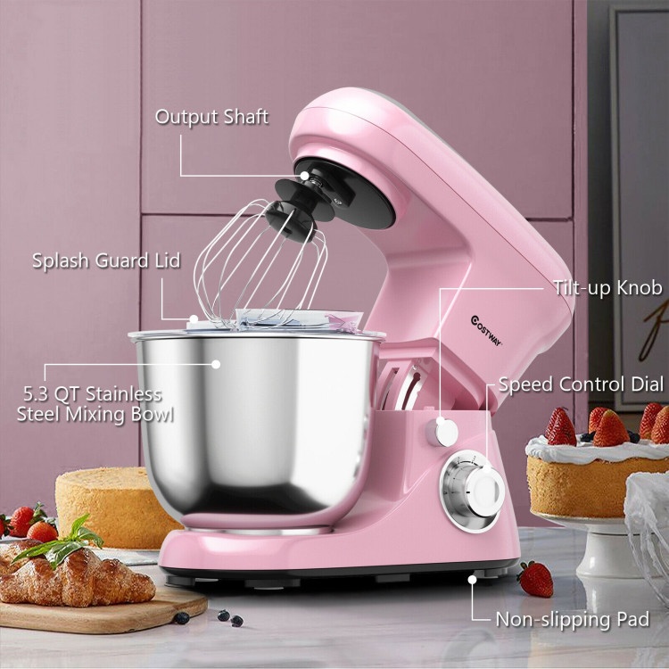 5.3 Qt Stand Kitchen Food Mixer 6 Speed With Dough Hook Beater