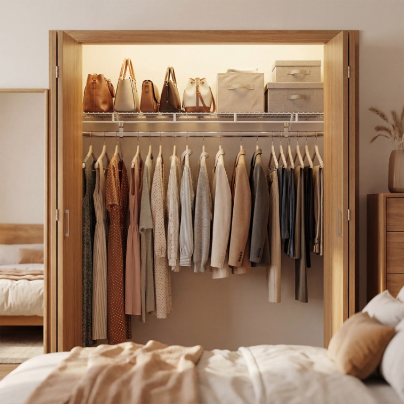 Closet Shelves Wall Mounted With Hanging Rod