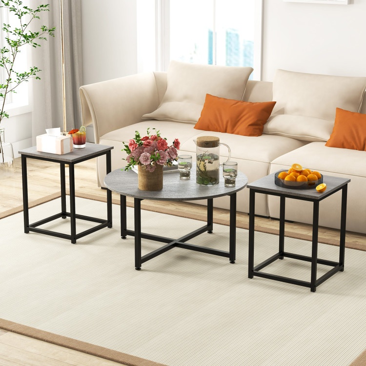 3-Piece Coffee Table Set with 2 End Tables