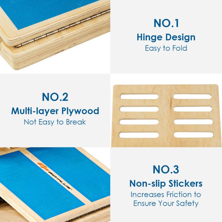 4-Level Wooden Slant Board With Anti-Skid Surface