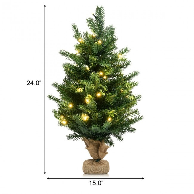 24 Inch Tabletop Fir Artificial Christmas Tree With Led Lights