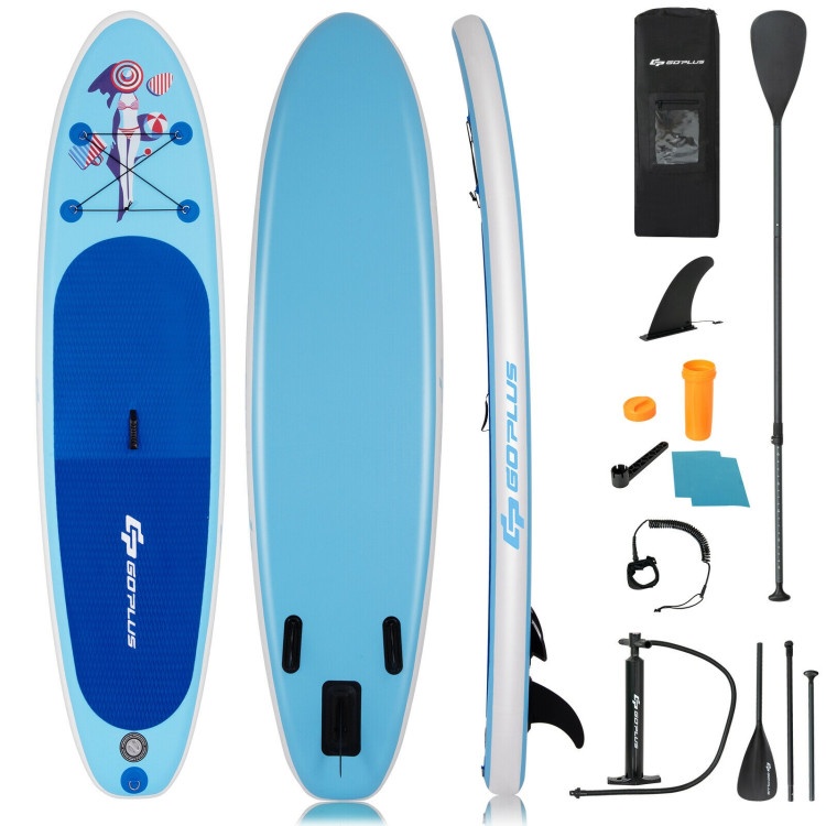 10 Feet Inflatable Stand Up Paddle Board With Adjustable Paddle Pump