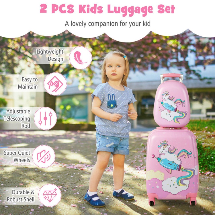 2 Pieces 18 Inch Kids Luggage Set With 12 Inch Backpack